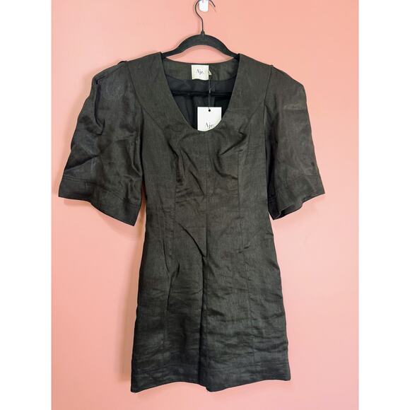 Aje Hunter Twisted Mini Dress in Black Size 2 A-Line Cutout Lined Party Gothic - Picture 3 of 6